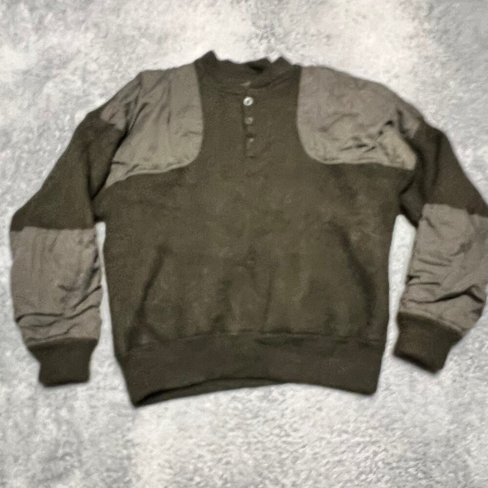 Cabelas Sweater Green 100% Wool Elbow Pad Hunting Heavy Outdoor Sweater Mens XXL